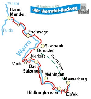 Der Werratalradweg hat eine Länge von 280 km